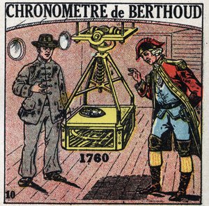 Tempo: cronometro marino inventato da Ferdinand Berthoud (1727-1807) nel 1760. Illustrazione anonima del 1925. Collezione privata.