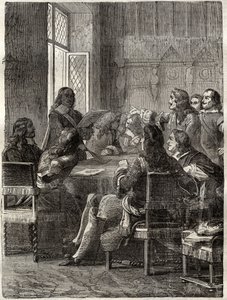 Trattato di Ryswick (30 ottobre 1697) (fine della Guerra della Lega di Augusta tra Luigi XIV e la Grande Alleanza). Incisione del XIX secolo. Collezione privata da Anonymous Anonymous