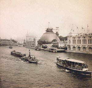 Esposizione Universale del 1900 a Parigi: Vista panoramica della Senna, Riva Sinistra - collezione privata