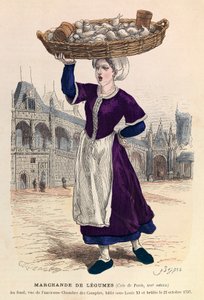 Venditore di verdure a Parigi nel XVI secolo (sullo sfondo, vista dell