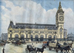Veduta della Gare de Lyon a Parigi nel 1902. Incisione in "Le Peute Parisien"