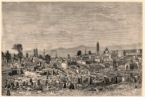 Veduta della città di Erzurum in Armenia (ora Turchia). Incisione in 