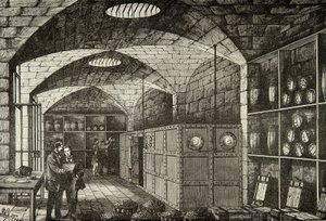 Cantine del tesoro della Banca di Francia nel XIX secolo, incisione da Anonymous Anonymous