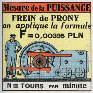 Lavoro e potenza: misurazione della potenza con freno di Prony. Illustrazione anonima del 1925. Collezione privata da Anonymous Anonymous