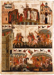 Battaglia tra i Novgorodiani e i Suzdaliani, metà del XV secolo da Anonymous Russian icon painter