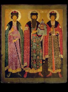 San Vsevolod Mstislavich, Principe di Pskov con i Santi Boris e Gleb, inizio XVII sec. da Anonymous Russian icon painter