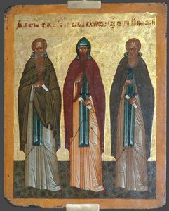 Santi Caritone il Confessore, Barlaam di Khutyn e Sergio di Radonež, XV secolo da Anonymous Russian icon painter