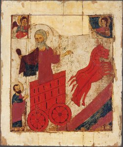 Il profeta Elia e il carro di fuoco, XIII secolo da Anonymous Russian icon painter