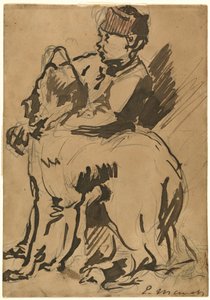 Un ragazzo che tiene il suo cane da Anonymous artist after Edouard Manet