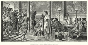 Banchetto di Agatone, Antica Grecia, secondo Platone (litografia) da Anselm Feuerbach