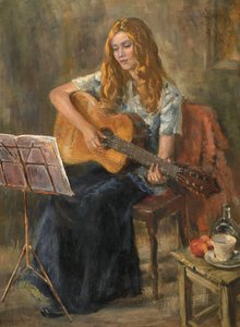 Nichola che suona la chitarra