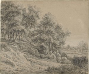 Alberi in un paesaggio collinare da Anthonie Waterloo