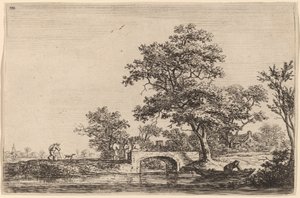 Quattro uomini su un ponte di pietra da Anthonie Waterloo