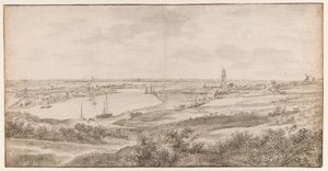 Vista di Rhenen da est da Anthonie Waterloo