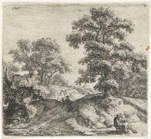 Grande quercia accanto a un sentiero da Anthonie Waterloo