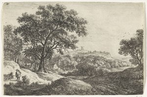 Paesaggio collinare con un villaggio (Paesaggi) da Anthonie Waterloo