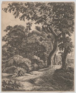 Due viaggiatori che riposano nel bosco, XVII secolo