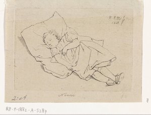 Bambino dormiente su un cuscino
