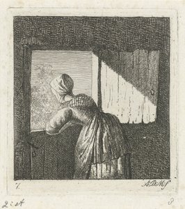 Donna appoggiata a una porta inferiore da Anthonie Willem Hendrik Nolthenius de Man