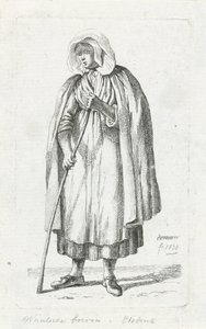 Donna con mantello e bastone da Anthonie Willem Hendrik Nolthenius de Man