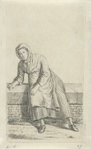 Donna seduta su un muretto da Anthonie Willem Hendrik Nolthenius de Man