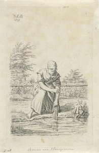 Donna che lava dalla provincia di Hainaut (serie: Contadini e contadine del Regno Unito dei Paesi Bassi) da Anthonie Willem Hendrik Nolthenius de Man