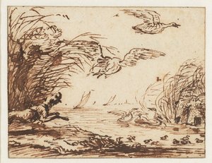 Cane a caccia di anatre da Anthonie van Borssom