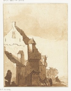 Casa con carriola davanti alla porta da Anthonie van den Bos