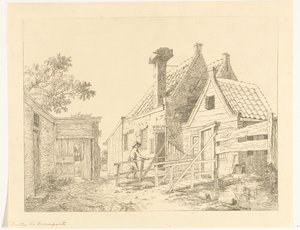 Ragazzo che cammina su un ponte di legno (Buiten de Raampoort) da Anthonie van den Bos
