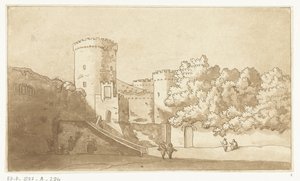 Muro di un castello con torri