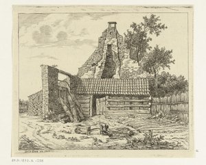 Tagliatore di canne davanti alle rovine della casa Snaatburg a Maarssen da Anthonie van den Bos