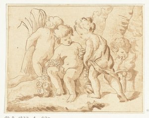 Quattro stagioni rappresentate da quattro bambini da Anthonie van den Bos