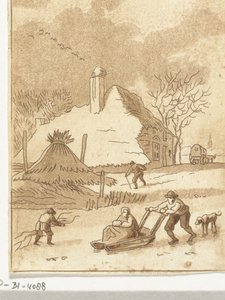 Paesaggio invernale con divertimenti sul ghiaccio
