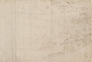 Panorama di Londra visto da Southwark: Bankside, 1554 da Anthonis van den Wyngaerde