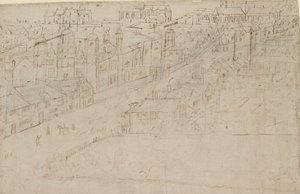 Panorama di Londra visto da Southwark: Borough High Street con St Mary Overy, 1554 da Anthonis van den Wyngaerde