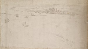Panorama di Londra visto da Southwark: Greenwich, 1554 da Anthonis van den Wyngaerde