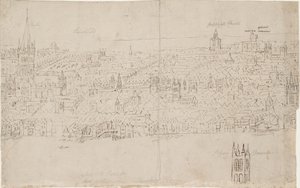 Panorama di Londra visto da Southwark: Cattedrale di San Paolo, 1554 da Anthonis van den Wyngaerde