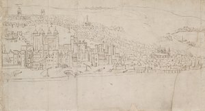 Panorama di Londra visto da Southwark: La Torre da Anthonis van den Wyngaerde