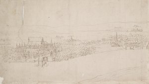 Panorama di Londra visto da Southwark: Westminster, 1554 da Anthonis van den Wyngaerde
