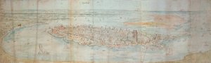 Veduta panoramica di Dordrecht, vista da un punto elevato a ovest da Anthonis van den Wyngaerde