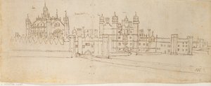 La cappella e la portineria di Hampton Court Palace da Anthonis van den Wyngaerde