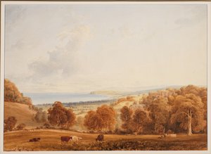 Vista lontana di Dunster, Somerset da Anthony Vandyke Copley Fielding