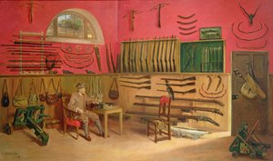 Sir Ralph Payne Gallwey nella sua sala delle armi a Thirkleby Hall, Yorkshire, 1914 da Anthony de Bru