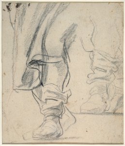 Gambe di un uomo con stivali e mantello discendente da Anthony van Dyck