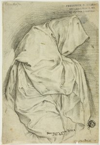 Drappeggiato con figura incappucciata (recto); due schizzi di cigni in acqua (verso) da Anthony van Dyck