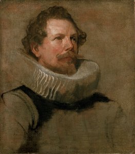 Testa di uomo barbuto con ruota di pizzo da Anthony van Dyck