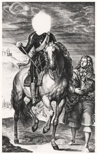 Ritratto equestre senza testa originariamente di Luigi di Francia, inciso da Pierre Lombard