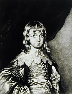 Ritratto di George, Duca di Buckingham (1592-1628) inciso da Robert Dunkarton (1744-c.1817) da Illustrious Characters in British History (mezzotinto)