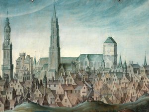 (dettaglio) del Ritratto di Juan Pardo II e delle sue mogli Anna Ingenieulandt e Maria Anchemant da Anthuenis (1536 1613) Claeissins or Claeissens