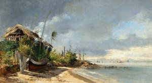 Una vista sulla spiaggia, São Domingos, Niterói, RJ da Antonio Parreiras